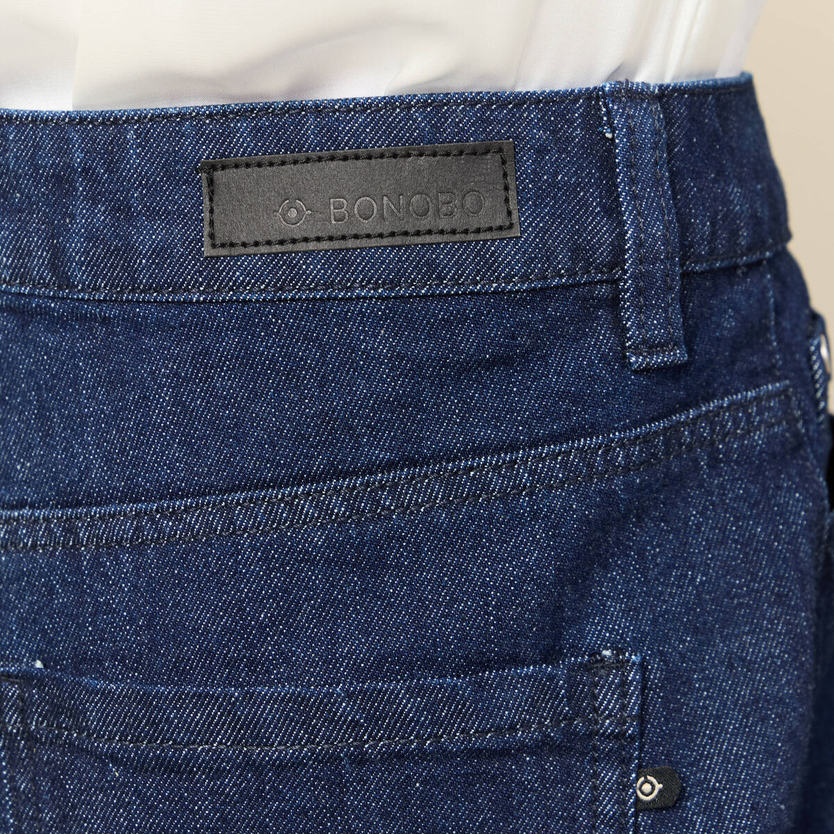 Jeans large taille haute 3/4 denim brut rinse femme