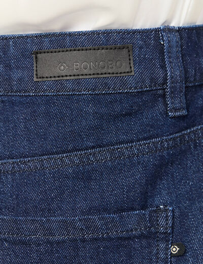 Jeans large taille haute 3/4 denim brut rinse femme