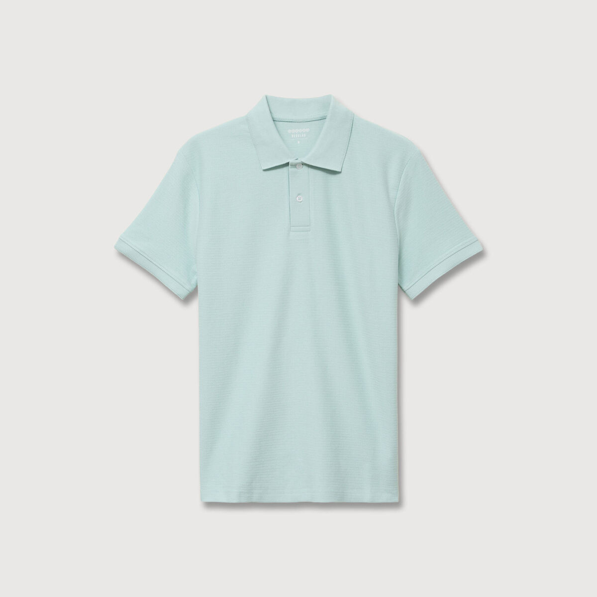 Polo cintr&eacute; manches courtes bleu gris homme