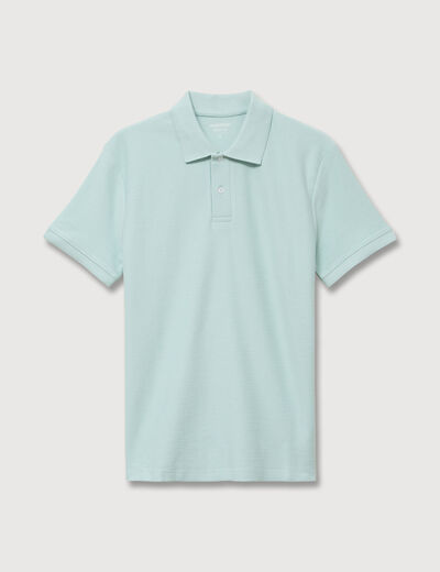 Polo cintr&eacute; manches courtes bleu gris homme