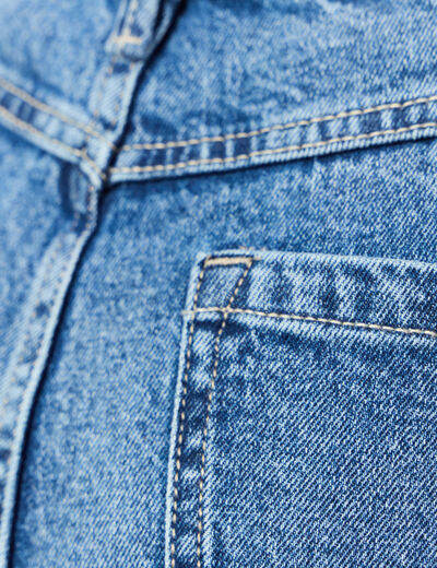 Jupe-short droite en jean denim stone femme