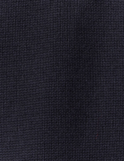 Pull manches longues col polo bleu marine homme