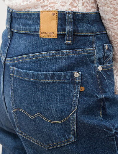 Jeans large taille haute denim brut femme
