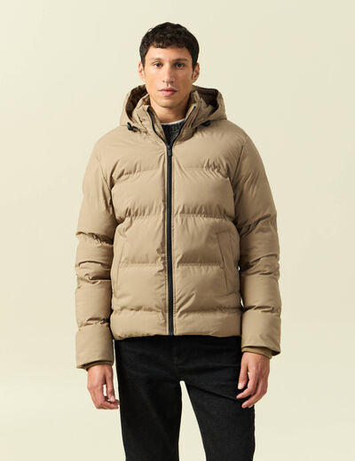 Doudoune avec capuche taupe homme