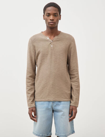Pull manches longues taupe homme