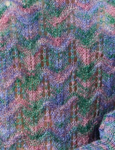 Pull manches longues ajouré bleu gris femme