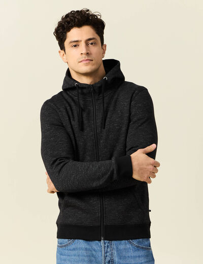 Gilet manches longues zippé noir homme