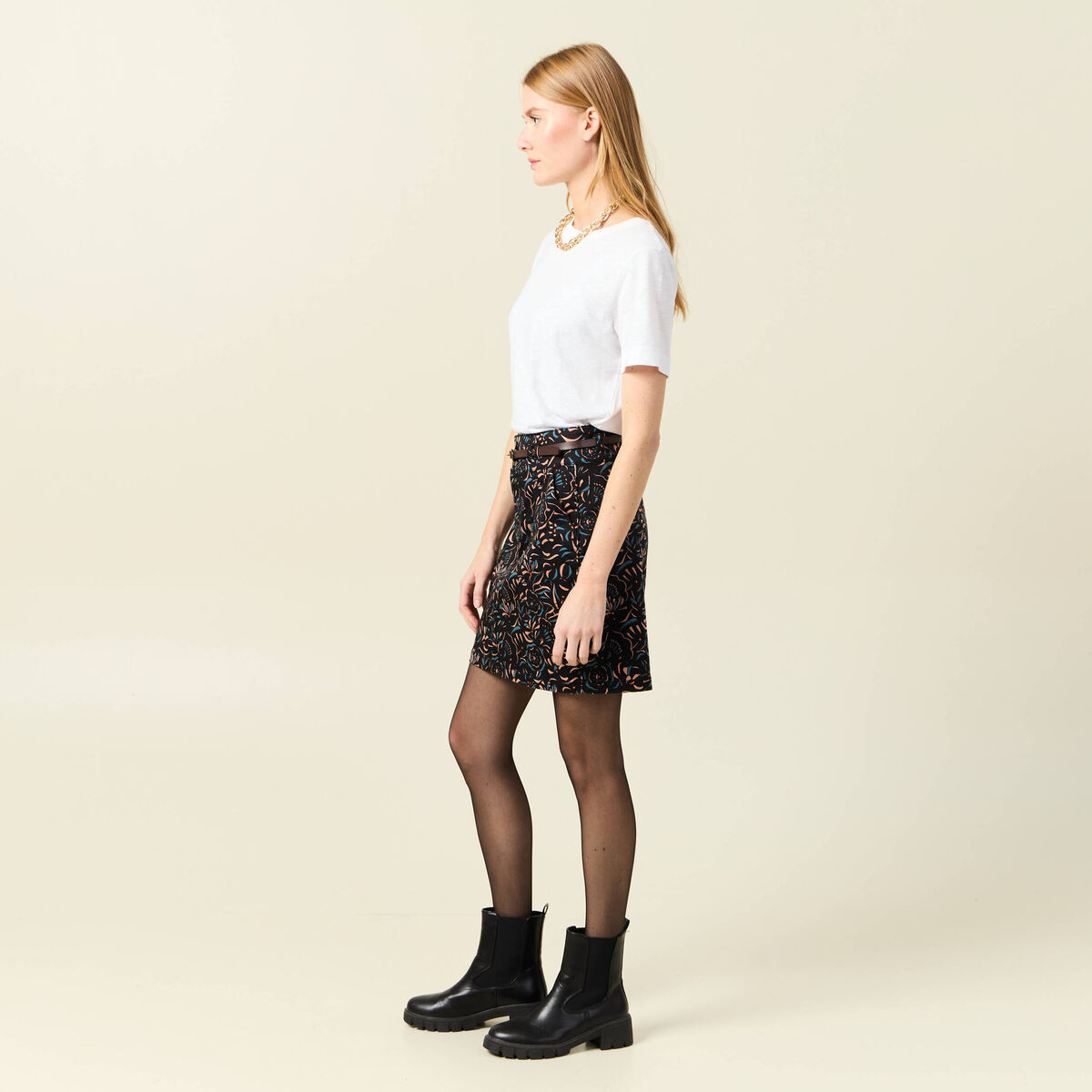Jupe droite éco-responsable noir femme