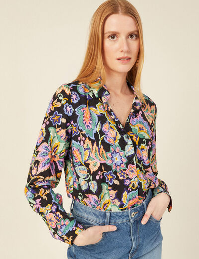 Chemise manches longues multicolore femme