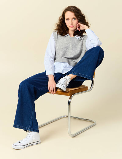 Pull 2-en-1 éco-responsable gris femme
