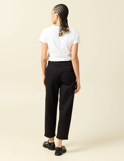 Pantalon taille haute fluide noir femme
