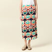 Jupe longue droite fendue orange femme