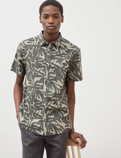 Chemise manches courtes vert kaki homme