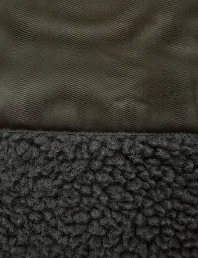 Veste droite sherpa col montant vert kaki homme