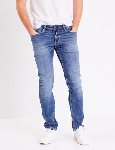 Jeans homme slim effet used denim stone homme