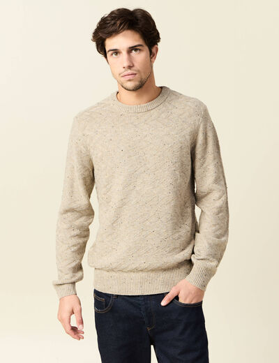 Pull manches longues beige homme