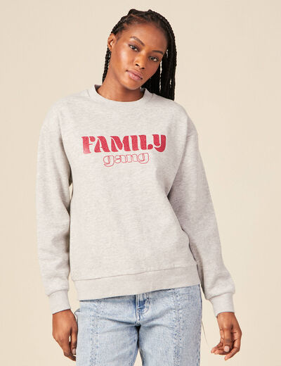 Sweat manches longues gris femme