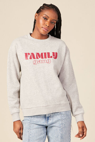 Sweat manches longues gris femme