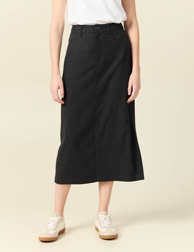 Jupe longue droite gris femme