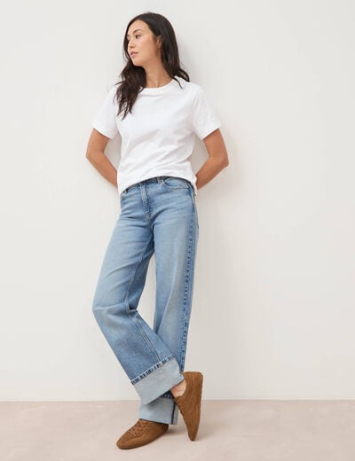Jeans straight taille standard bleu femme