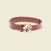 Ceinture avec boucle fleur marron femme