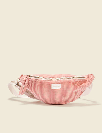 Sac banane velours côtelé rose pastel femme