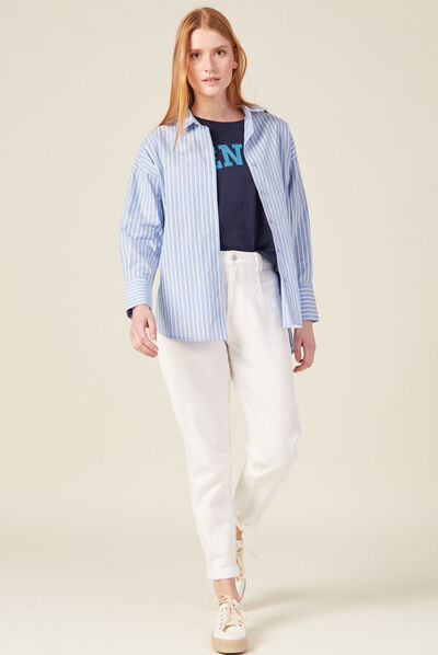 Chemise manches longues bleu clair femme
