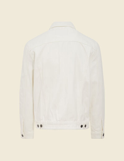 Veste droite boutonné en jean denim blanc homme