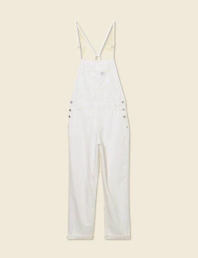 Salopette droite denim blanc femme