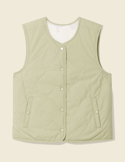 Blouson réversible boutonné vert kaki femme