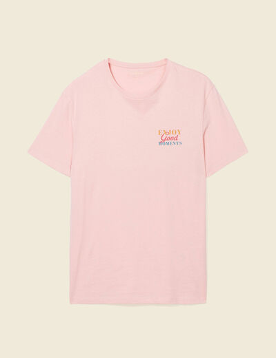 T-shirt manches courtes rose saumon homme
