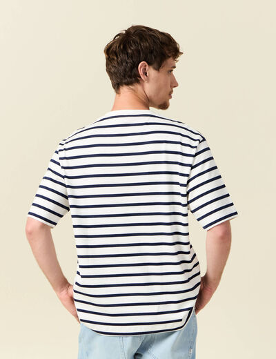 T-shirt oversize brodé en coton blanc homme