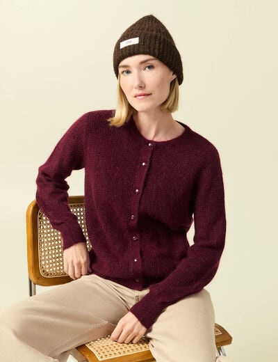 Gilet manches longues bordeaux femme
