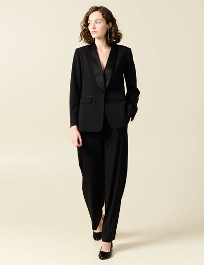 Blazer col châle noir femme