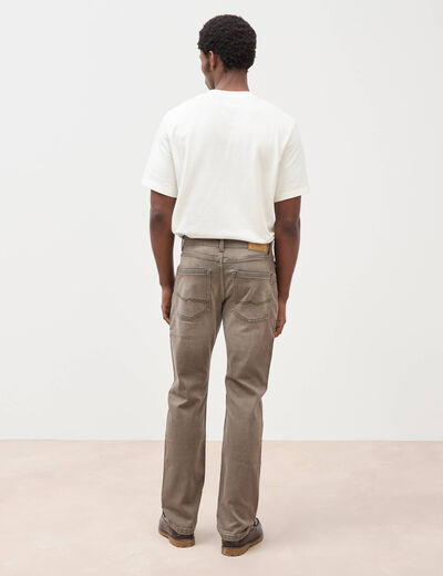 Jeans straight longueur 34 denim marron homme