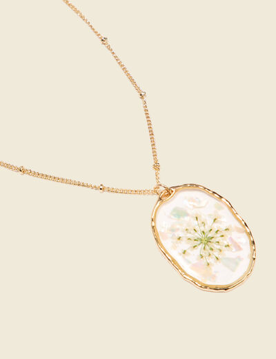 Collier pendentif résine couleur or femme