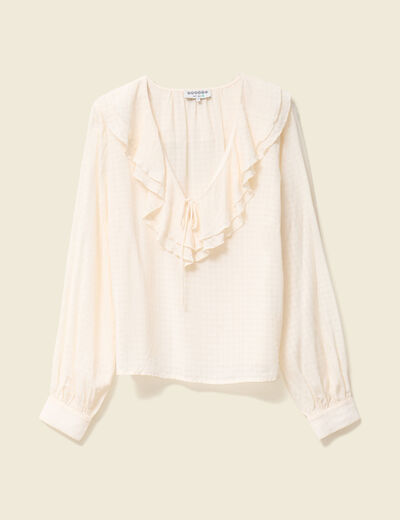 Blouse manches longues creme femme