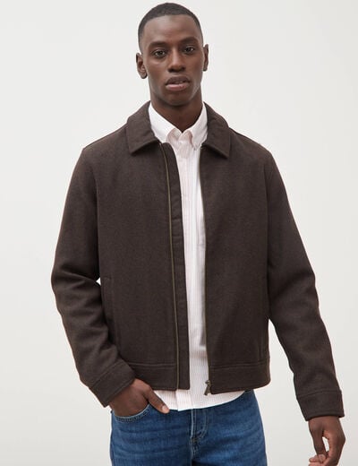 Veste oversize courte col classique marron homme
