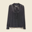 T-shirt manches longues col v doubl&eacute; noir femme