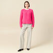 Pull manches longues col rond rose femme