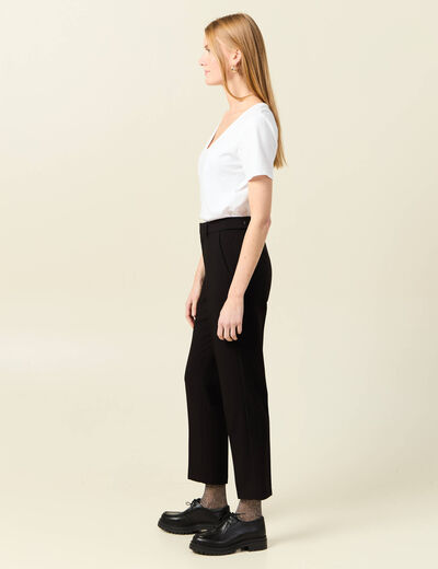 Pantalon cigarette à pinces noir femme