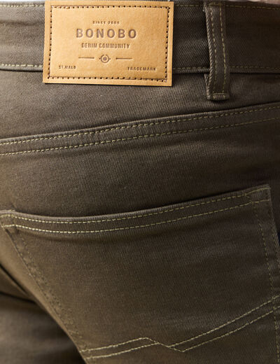 Jeans slim 5 poches vert kaki homme