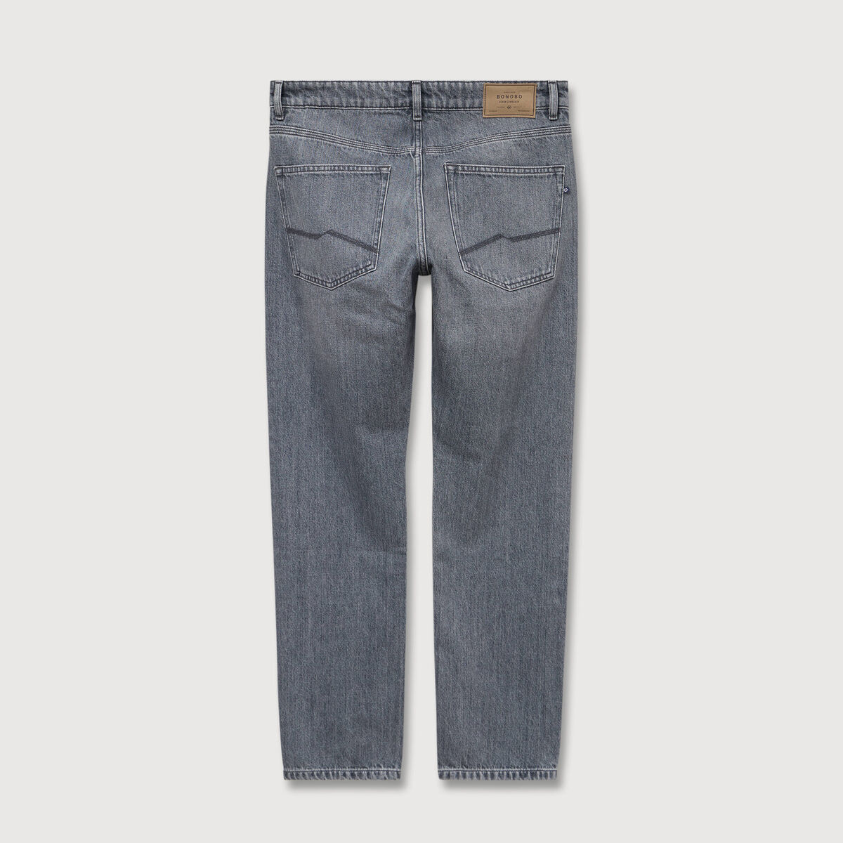 Jeans straight longueur 32 en coton bleu gris homme