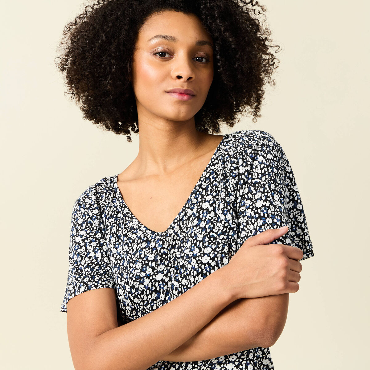 T-shirt manches courtes bleu femme