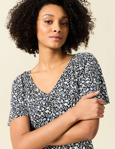 T-shirt manches courtes bleu femme