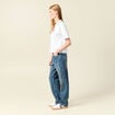 T-shirt polo droit court en coton blanc femme