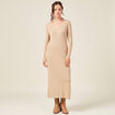 Robe pull longue moulante beige femme