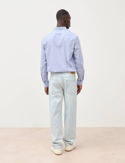Chemise col am&eacute;ricain manches longues bleu gris homme