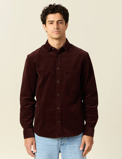 Chemise manches longues bordeaux homme