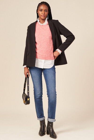 Pull brodé éco-responsable rouge clair femme